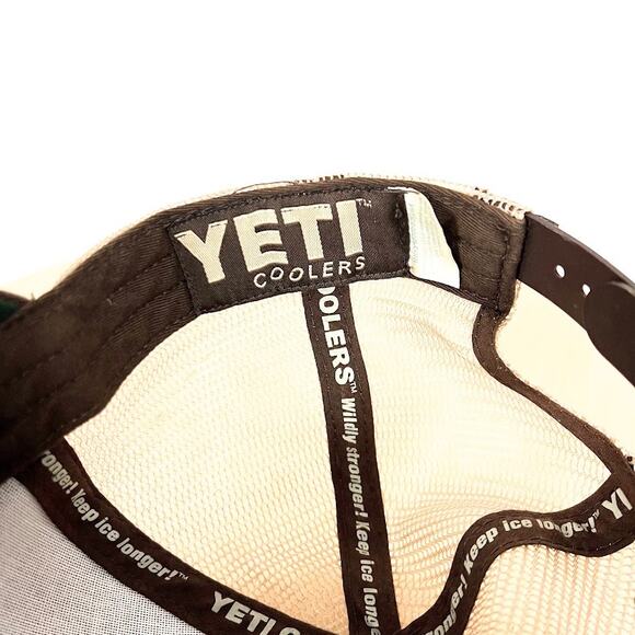 Yeti Coolers Mesh & Snap Back Embroidered Logo Hat Brown Tan sz OS - Picture 7 of 8
